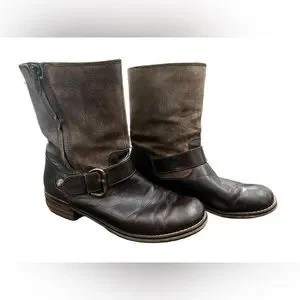 Clarks 66576 Majorca Isle Brown Leather Side Zip Buckle Boots Women s US 10 M